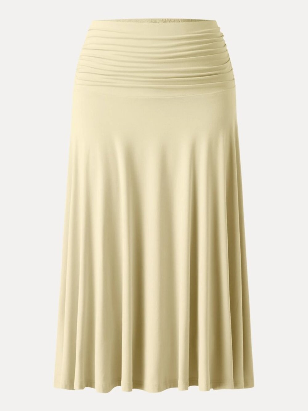 NWT OGL Eco-SkinKiss® Flowy Side Ruched A-line Midi Skirt Butter Yellow Medium - Picture 3 of 16